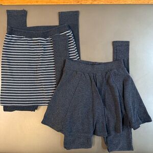 Gray and Striped Skirt Leggings